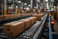Efficient E-commerce: Conveyor Belt Parcel Flow. Concept Automation, Logistics Efficiency,