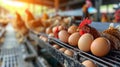 Efficient egg gathering system in spacious laying hen facility with free range hens