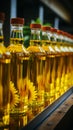 Efficient factory process filling bottles with high quality refined sunflower seed oil