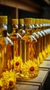 Efficient factory process filling bottles with high quality refined sunflower seed oil