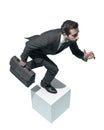 Efficient businessman running with his briefcase Royalty Free Stock Photo