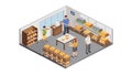 Efficient Isometric Warehouse Interior with Organized Storage, vector design Generative AI Royalty Free Stock Photo