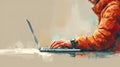 Efficient Laptop User in a Quiet Minimalist Office Space