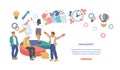 Efficient management and workflow organization website banner with business people