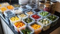 Efficient meal prep tupperware containers filled with healthy foods for an organized week Royalty Free Stock Photo