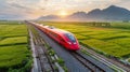 Efficient modern transportation sleek high speed train racing with precision along the railway