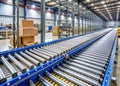 Efficient MultiRow Roller Conveyor System for Automated Manufacturing and Logistics Royalty Free Stock Photo