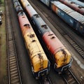 Efficient rail Top view of different railway wagons for logistics