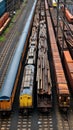 Efficient rail Top view of different railway wagons for logistics