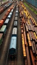 Efficient rail Top view of different railway wagons for logistics