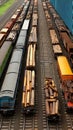 Efficient rail Top view of different railway wagons for logistics