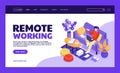Efficient Remote Working Landing Page Isometric Modern Landing page Royalty Free Stock Photo