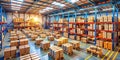 Efficient Retail Storage Optimizing Warehouse Inventory with Cardboard Boxes and RuleofThirds Composition