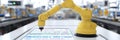 Efficient robotic arm analyzing data on digital panel