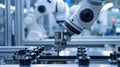 Efficient robotic arm at work in factory. Advancement in automation. AI Image