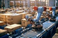 efficient robotic arms sorting and stacking Packages in automated advanced warehouse