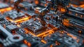 Efficient robotic assembly line producing electronics precisely and rapidly.
