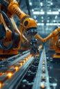 Efficient robotics assembling products in industrial automation.