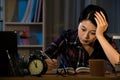 Efficient student studying late at home