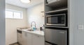efficient studio apartment kitchenette detail Royalty Free Stock Photo