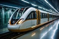 Efficient transit sleek train showcases modern design in subway station