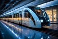 Efficient transportation sleek train displays modern design in subway station