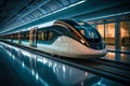 Efficient transportation sleek train displays modern design in subway station