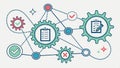 Gears and checkmarks symbolizing process efficiency vector design Generative AI Royalty Free Stock Photo
