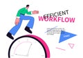 Efficient workflow - modern colorful line design style web banner