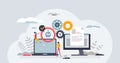 Efficient workflow and productive work with automation tiny person concept