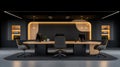 Efficient Workspace: 3D Render of Modern Office with Computers and Chairs