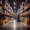 Efficiently Organized Warehouse Interior Showcasing Orderliness. Generative AI Royalty Free Stock Photo
