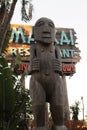 Effigy of Polynesian deity at restaurant