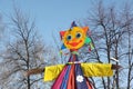 Effigy of shrovetide standing against the background of the sky Royalty Free Stock Photo