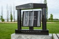 EFFINGHAM,ILLINOIS - MAY 6, 2019 - The Ten Commandments marble plaque with the words Royalty Free Stock Photo