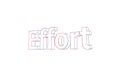 Effort - 3D Text illustration - Words with colored lines tilde and orange on white