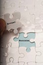 Effort and success wordings on puzzle pieces