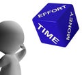 Effort Time Money Dice Representing Ingredients Royalty Free Stock Photo