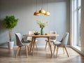 Effortless Elegance A Minimalist Modern Dining Table Setting Showcasing Clean Lines and a Simple Centerpiece for a Royalty Free Stock Photo