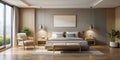 Effortless Elegance A Minimalist Modern Hotel Room Design Showcasing Neutral Tones and the Power of Empty Space Royalty Free Stock Photo