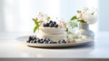 The effortless elegance of sponge cake and whipped cream. Airy and light dessert. Minimalist composition with exquisite