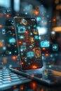 Effortless and secure transactions facilitated by diverse payment method icons hovering above a smartphone.