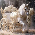 Effortlessly Elegant: A Wedding Carriage Pulled by Majestic Horses