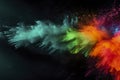 An effusive explosion of colored powder on a black background creating a vibrant and dynamic spectacle. Royalty Free Stock Photo