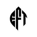 EFT circle letter logo design with circle and ellipse shape. EFT ellipse letters with typographic style. The three initials form a