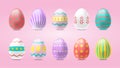 Set of Realistic 3D Easter Eggs with Various Colorful Patterns and Designs Vector Collection Royalty Free Stock Photo