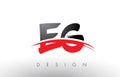 EG E G Brush Logo Letters with Red and Black Swoosh Brush Front