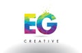 EG E G Colorful Letter Origami Triangles Design Vector.
