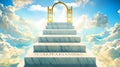 Egalitarianism as stairs to reach out to the heavenly gate for reward, success and happiness.Egalitarianism elevates and Royalty Free Stock Photo