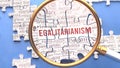 Egalitarianism and related ideas on a puzzle pieces. A metaphor showing complexity of Egalitarianism analyzed with a help of a Royalty Free Stock Photo
